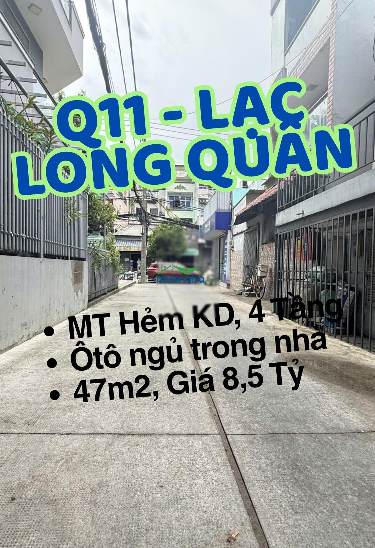 Quận 11 - mặt tiền hẽm kinh doanh - lạc long quân - 4 tầng btct - ô tô ngủ trong nhà, giá 8,5 tỷ