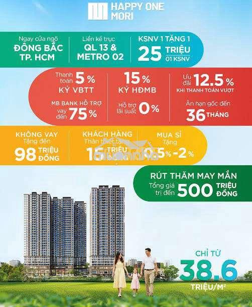 Sang lỗ 300tr 2pn 2wc happy one mori mặt tiền lái thiêu 14 view đẹp