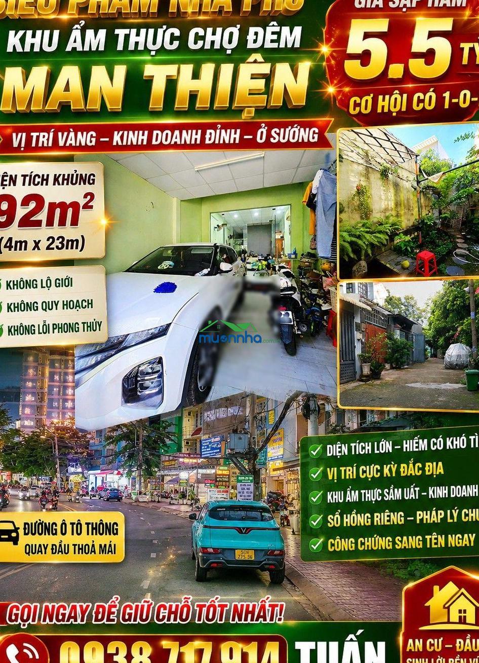 Bán nhà phố dt khủng 92m² đường man thiện tăng nhơn phú a quận 9. đường ôtô thông. giá 5.5 tỷ tl - 4