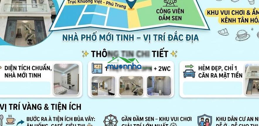 Bán nhà tân phú, khuông việt hẻm xe hơi nhà 2 lầu ngang 4 dài 10 nhà mới dọn vô ở ngay