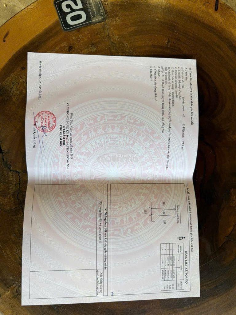 Đất trảng bom xã thanh bình sổ hồng riêng
