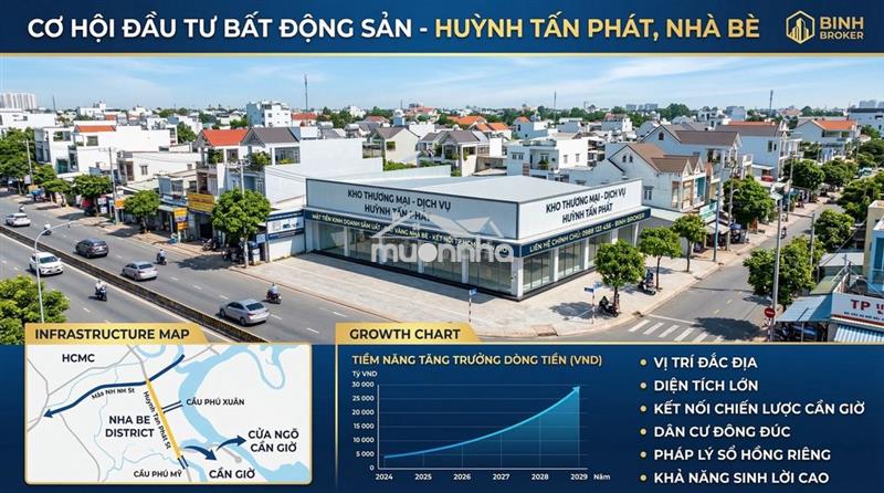 Mặt tiền huỳnh tấn phát nhà bè 286m2 giá 25.65 tỷ