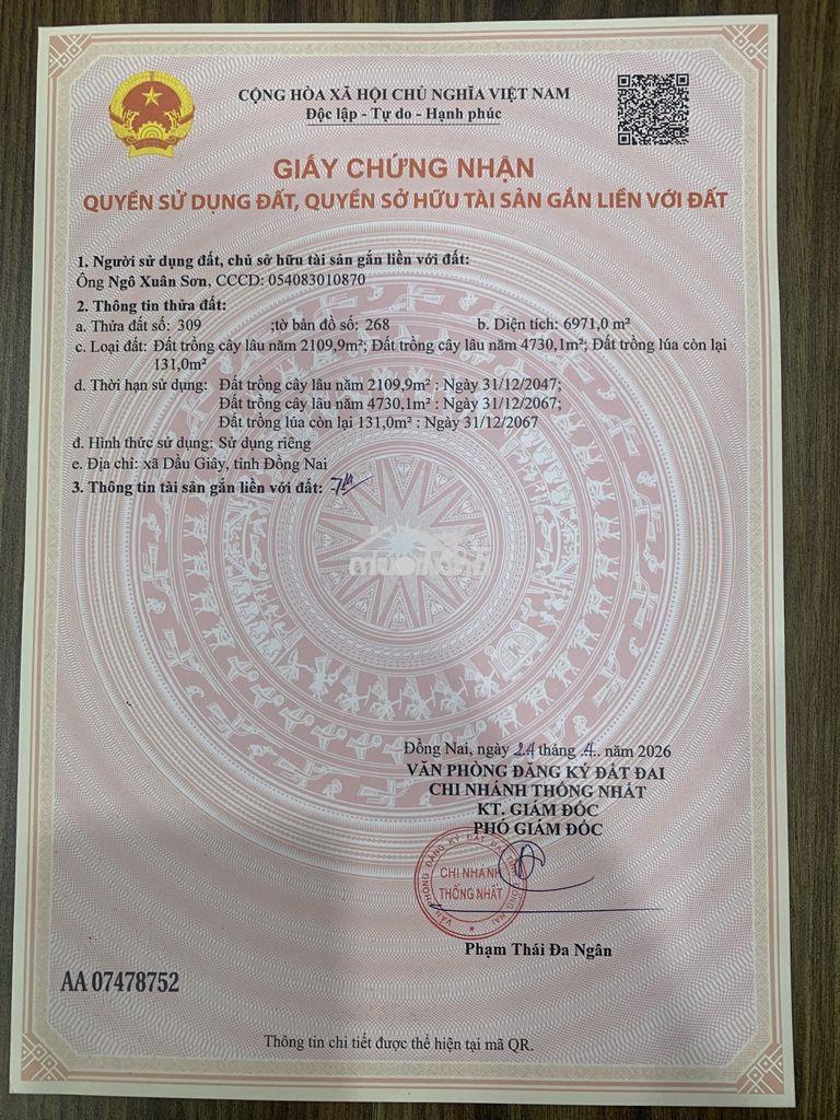 Bán đất khu dân cư, thống nhất, đồng nai, giá tốt, diện tích 6971m2 - 3
