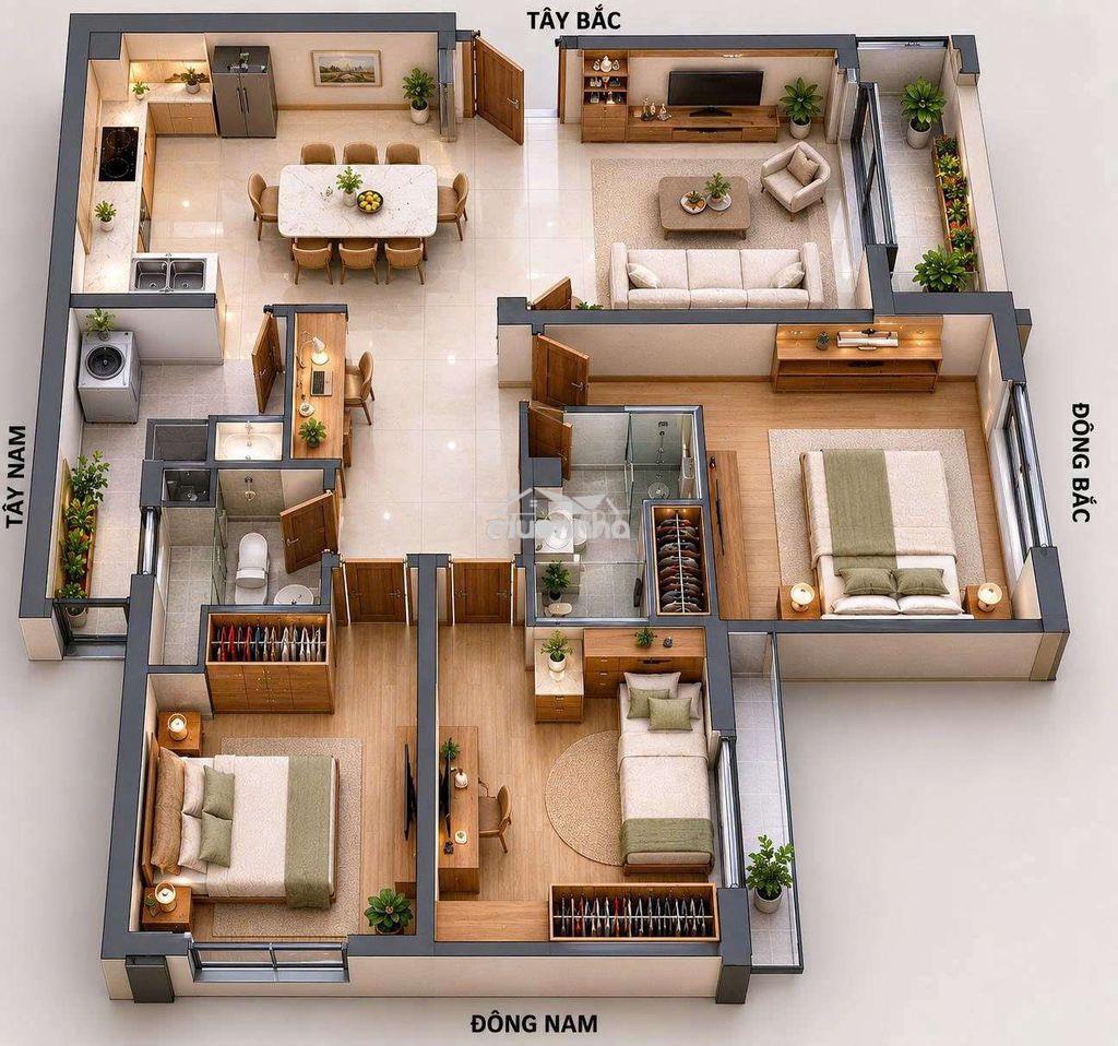 Cho thuê chung cư goodhouse 3pn nhà trống  - 4