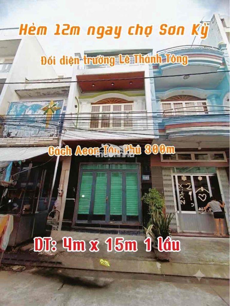 Nhà đẹp hẻm 12m đường tân thắng, ngay chợ sơn kỳ.(dt: 4x15m 1 lầu)