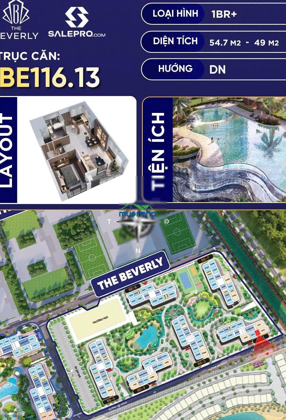 Bán ch 1pn tại the beverly, 4,6 tỷ, 55m2, hướng nam- view vip công viên ánh sáng- khu bt triệu đô - 4