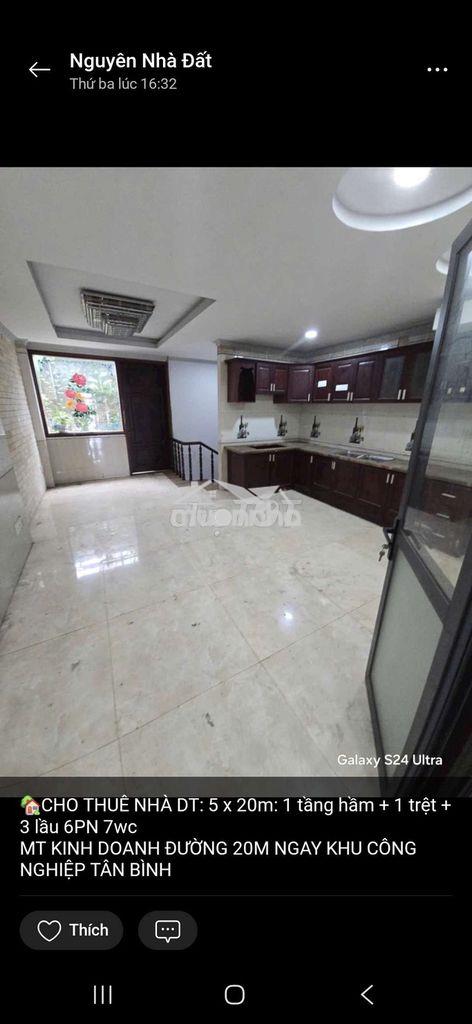 Cho thuê nhà làm chdv 5 x 20m: 1 tầng hầm + 1 trệt + 3 lầu 6pn 7wc - 2