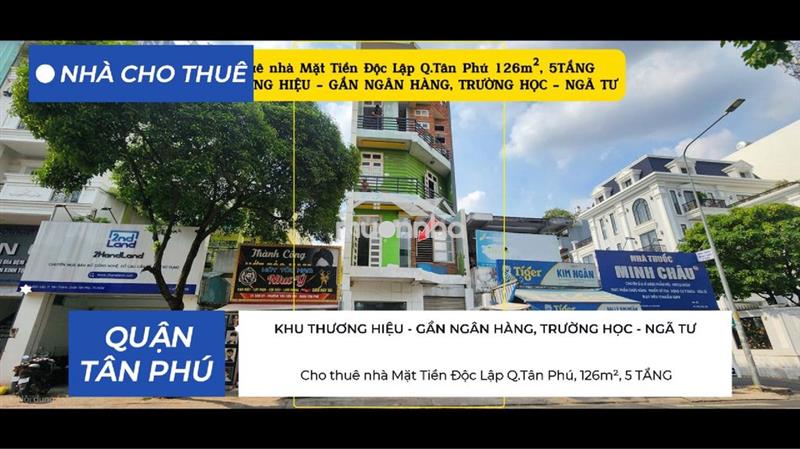 𝗖𝗵𝗼 𝘁𝗵𝘂𝗲̂ 𝗻𝗵𝗮̀ Mặt tiền độc lập q.tân phú, 126m², 5tầng