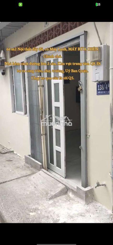 ​Chính chủ nhà 66m2 gần ubnd q8, aeon. camera, máy lạnh, máy rửa chén