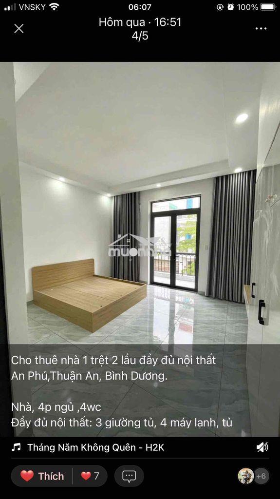 Nhà 1 trệt 2 lầu đầy đủ nội thất an phú,thuận an,đường 7m đậu ô tô ok - 4