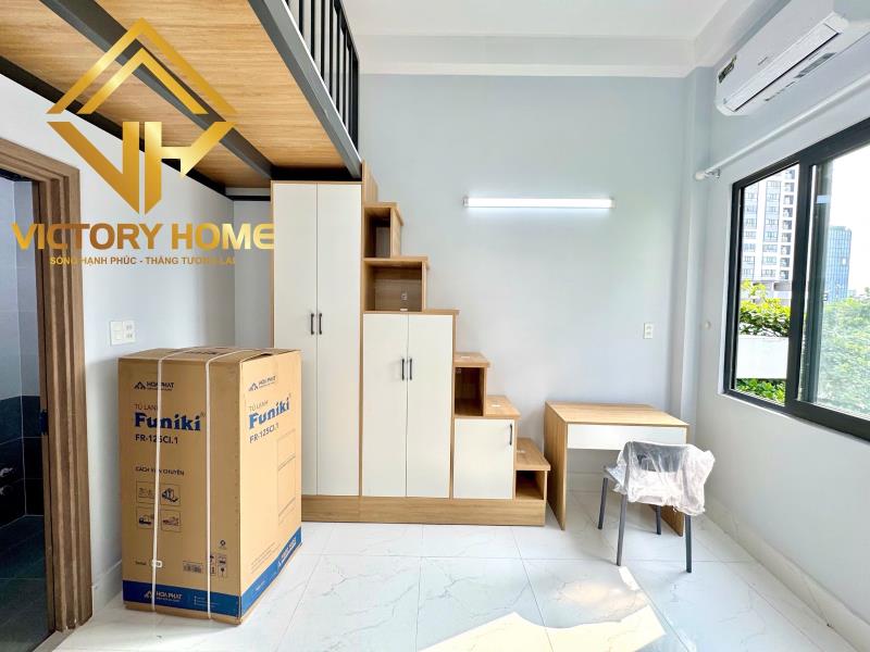 Cho thuê căn hộ ban công, thang máy  di chuyển 3p đến đh giao thông vận tải,hutech, ngoại thương, hồng bàng, uef