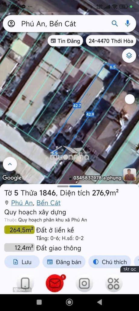 Bán đất đt 744, phú an, bến cát, 4,8tỷ, 277m2(50m2 thổ cư), tặng nhà - 3