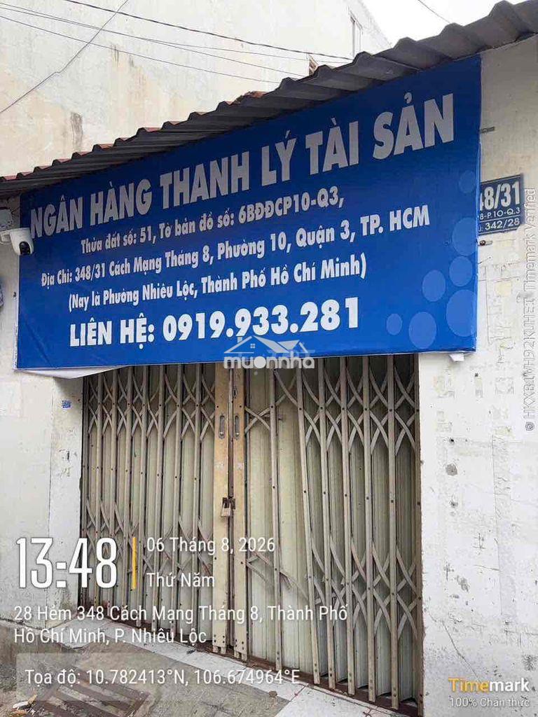 Ngân hàng thanh lý : nhà cấp 4 đường cmt8, quận 3
