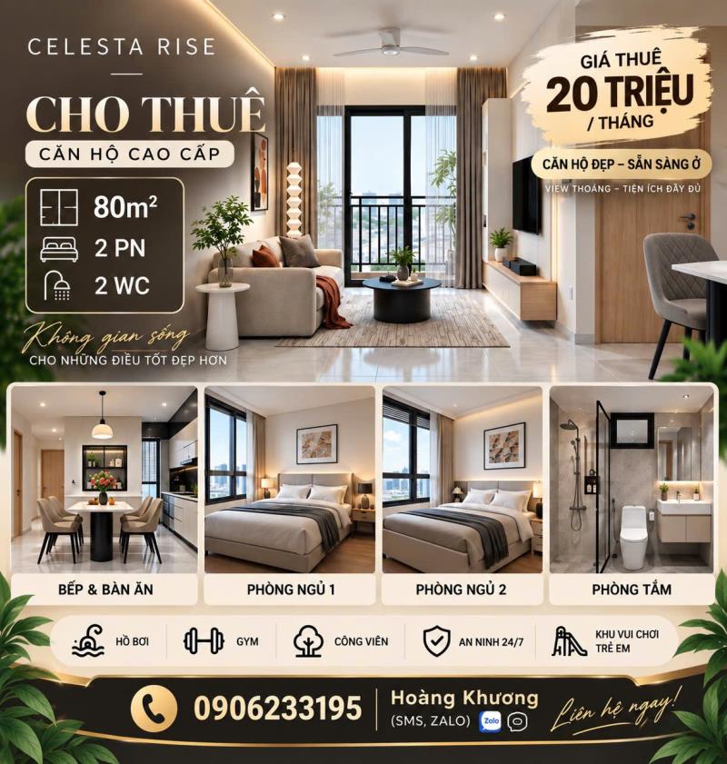 Tổng hợp nhiều căn hộ celesta rise, cho thuê gía cực tốt - lh : 0906233195 