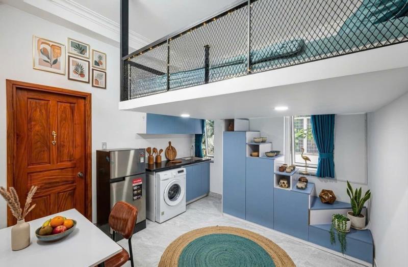 Không gian sống hiện đại - tone xanh biển hài hoà - duplex gác cao full nội thất - gần đh văn lang 