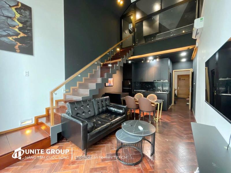 Cho thuê căn hộ duplex tone màu tối sang xịn, full nội thất, gần lotte, ufm, ưu đãi giảm ngay 1tr cho khách ở liền