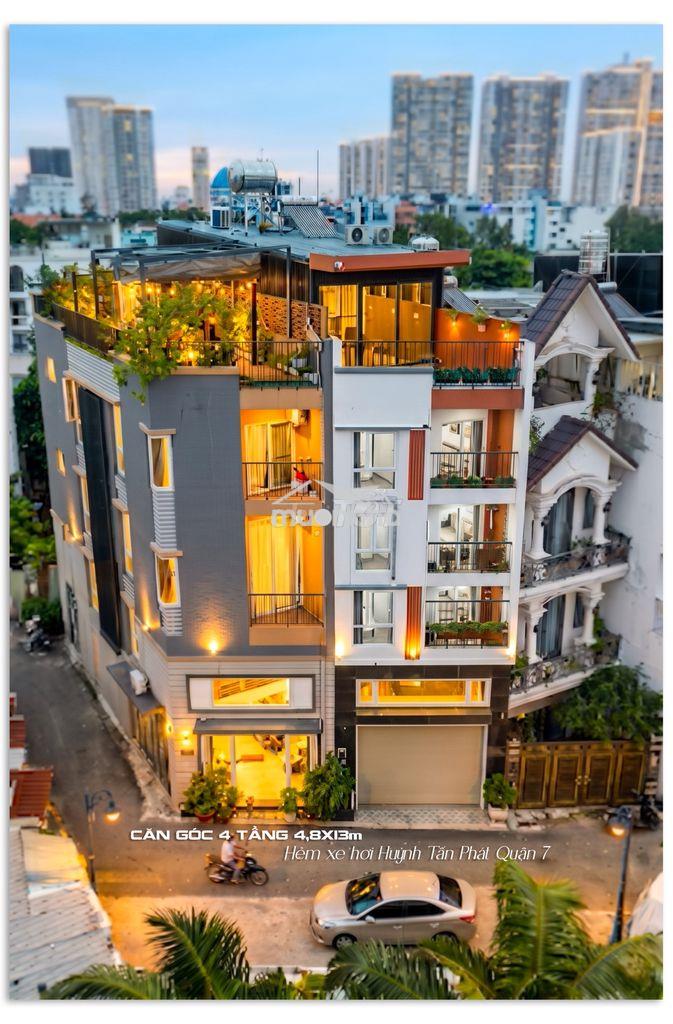 Chỉ 7,86 tỷ, căn góc 4 tầng 4,8x13m hẻm xe hơi huỳnh tấn phát quận 7