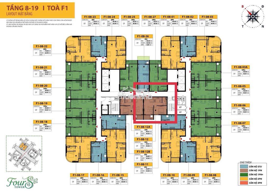 Chính chủ bán căn 1pn 45m2 fours tower tầng cao đầu tư! - 4
