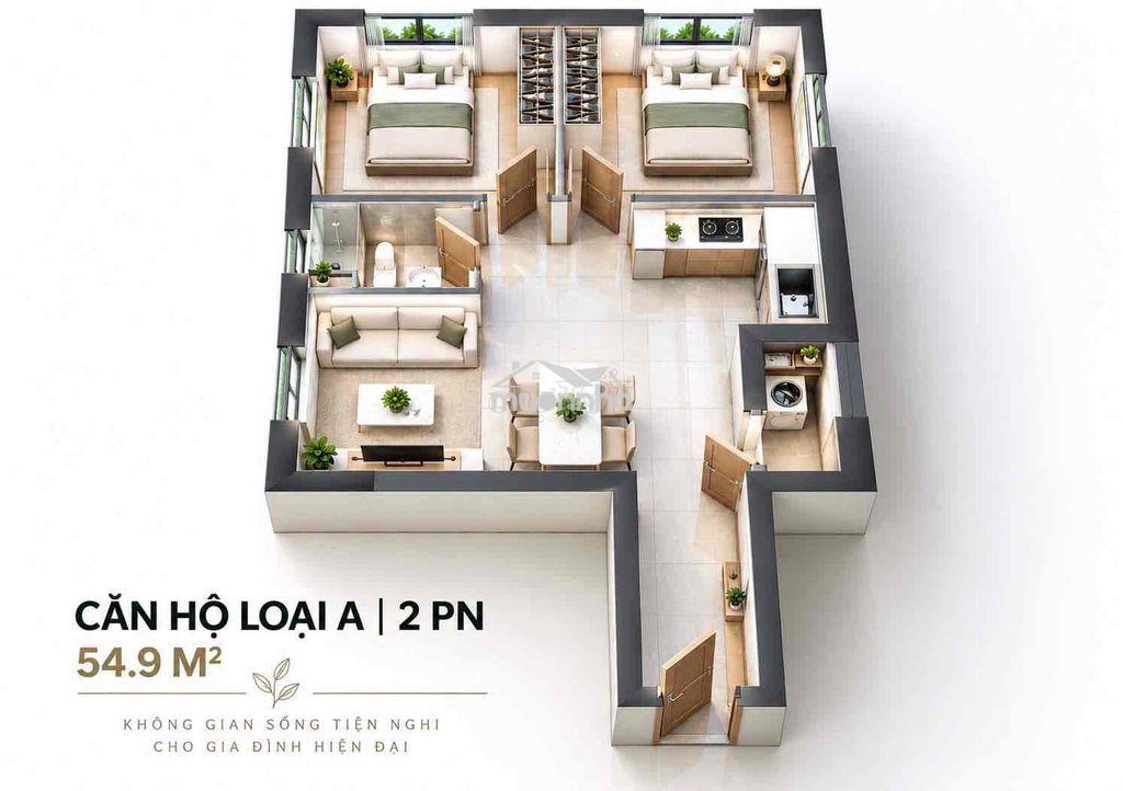 Cho thuê căn hộ 2pn 1wc dt 55m2 khu topaz celadon city - Ảnh 4